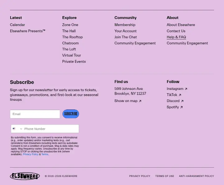Footer on Elsewhere