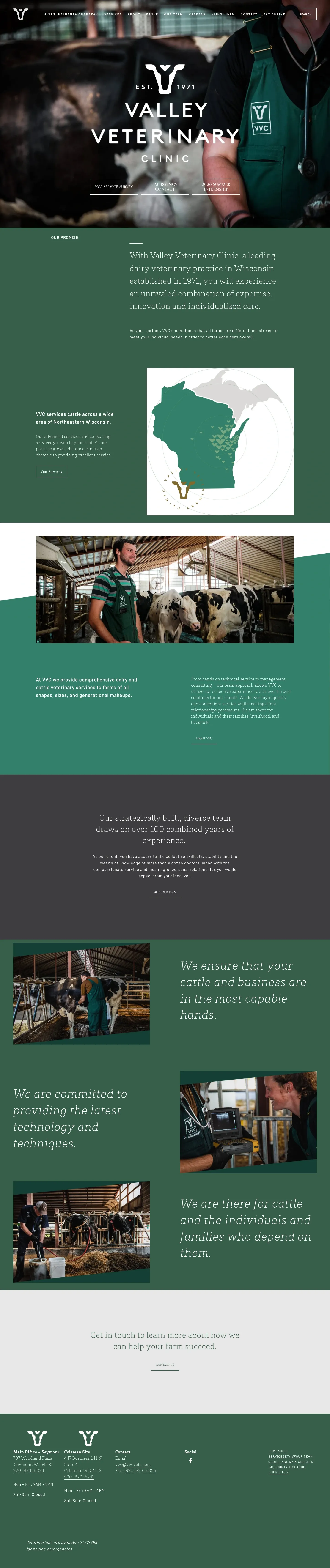 Screenshot of Valley Veterinary Clinic at desktop width