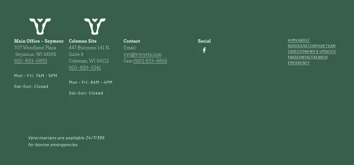 Footer on Valley Veterinary Clinic