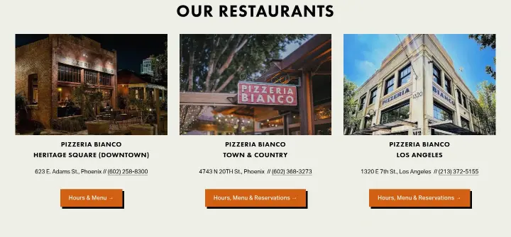 Our Restaurants on Pizzeria Bianco