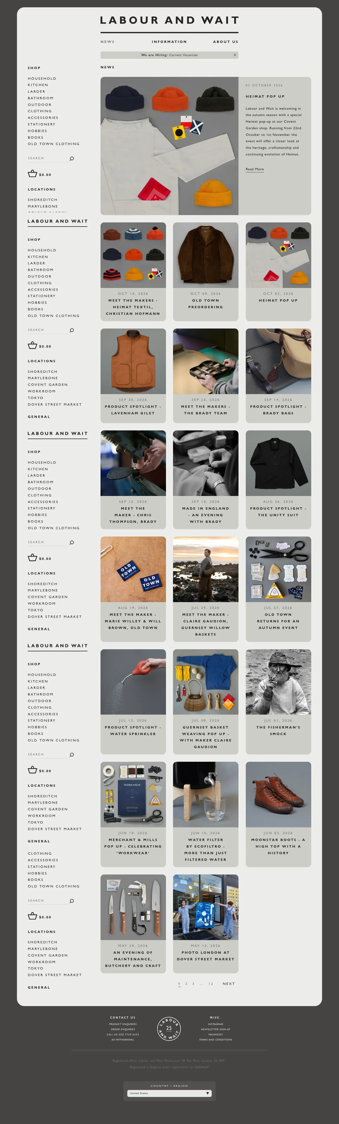 Screenshot of Labour and Wait at desktop width