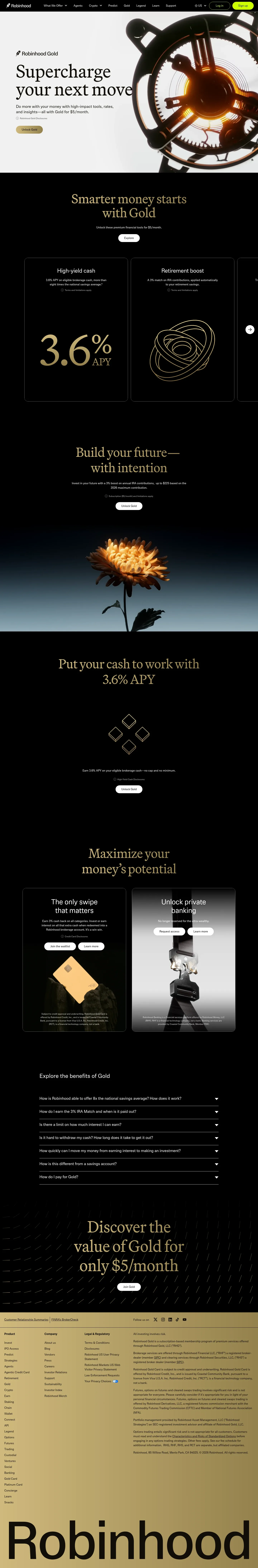 Screenshot of Robinhood at desktop width