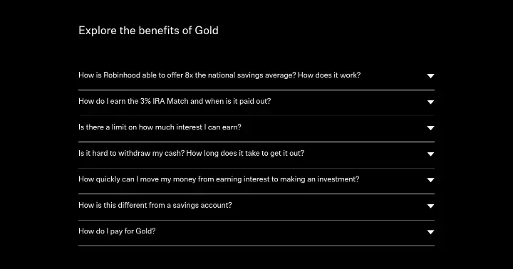 Explore the benefits of Gold on Robinhood