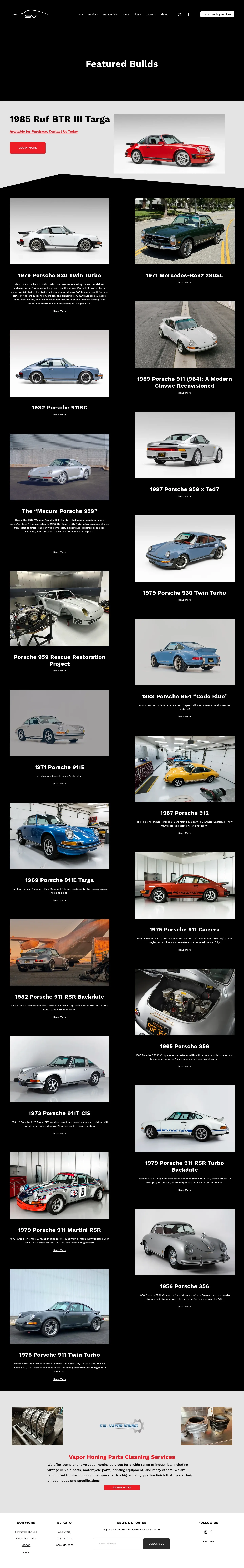 Screenshot of SV Automotive at desktop width