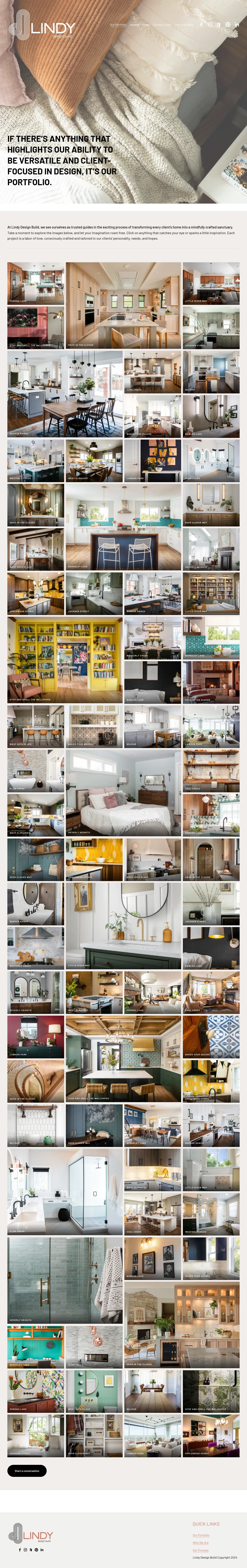 Screenshot of Lindy Design Build at desktop width