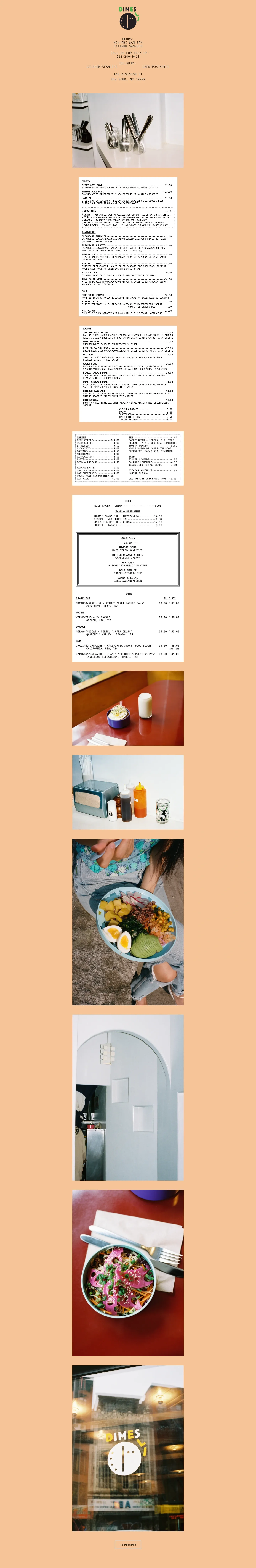 Screenshot of Dimes at desktop width