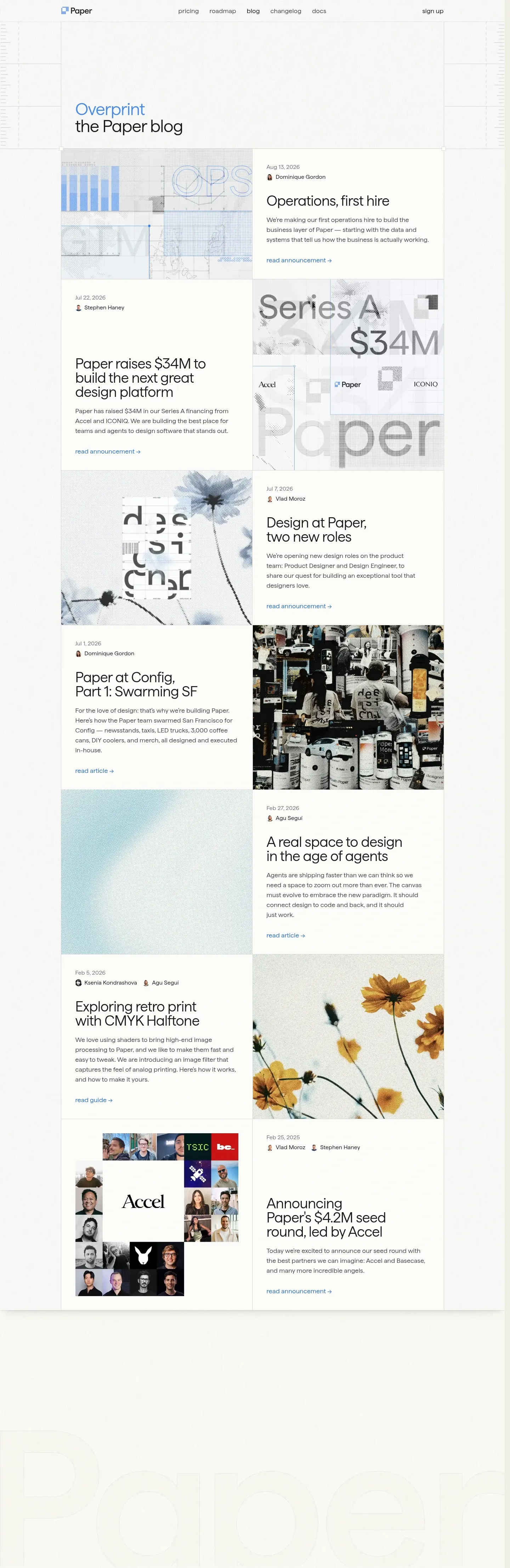 Screenshot of Paper at desktop width