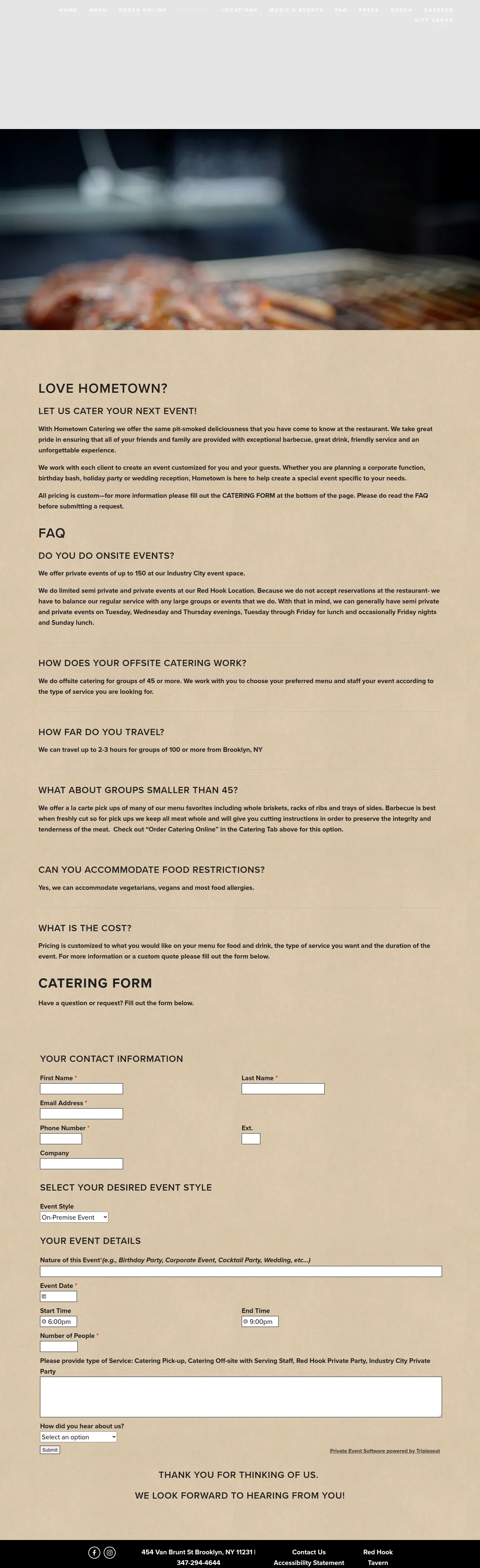 Screenshot of Hometown Bar-B-Que at desktop width