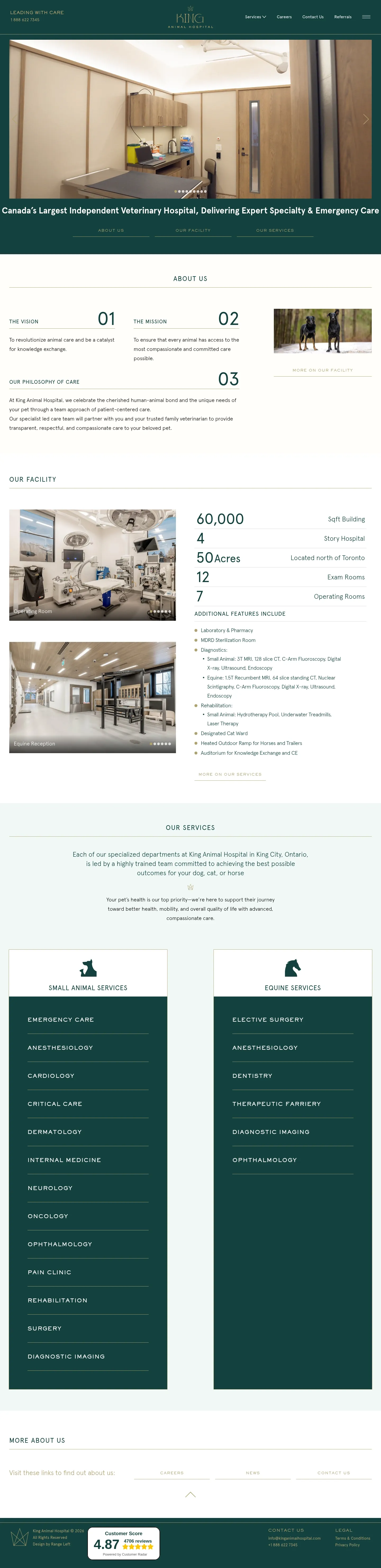 Screenshot of King Animal Hospital at desktop width