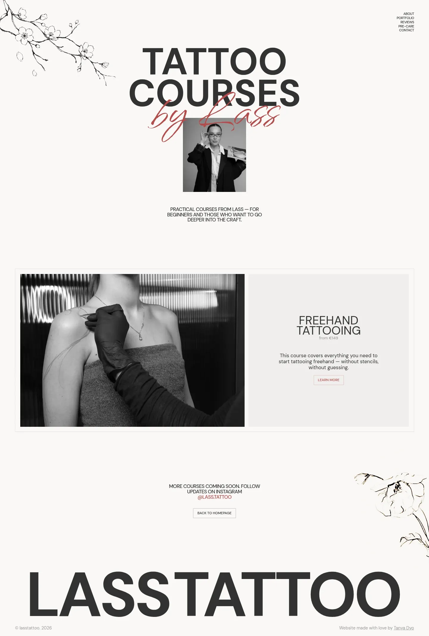 Screenshot of Lass Tattoo at desktop width