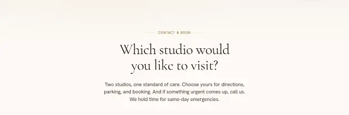 Which studio would you like to visit? on Zen Dental Studio