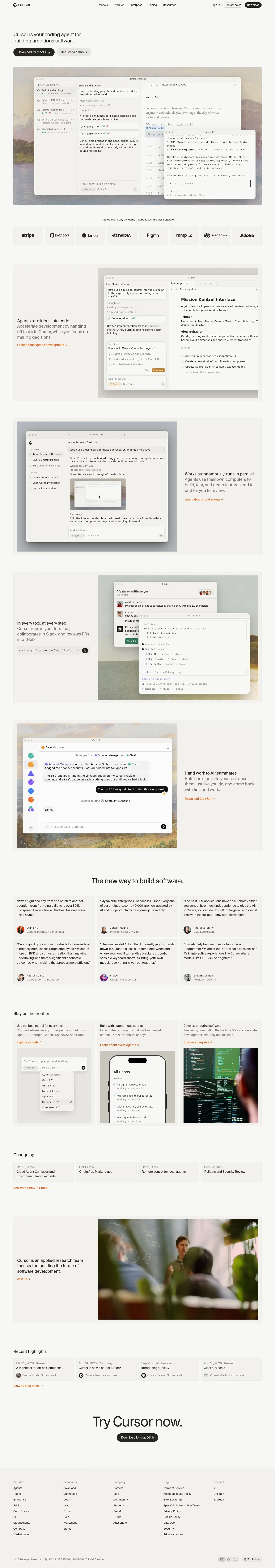 Screenshot of Cursor at desktop width