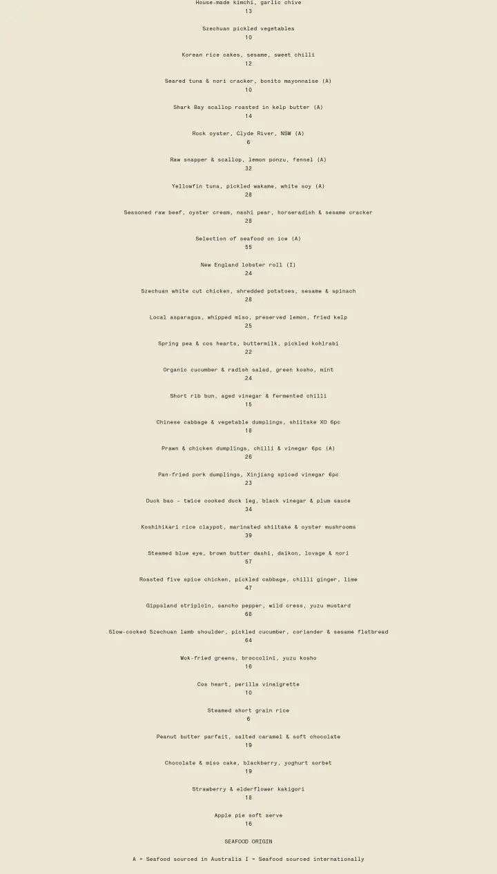 Menu on Supernormal