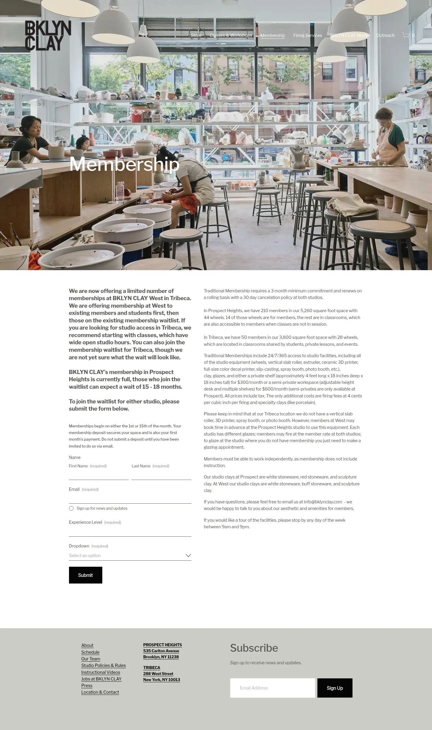 Screenshot of BKLYN CLAY at desktop width
