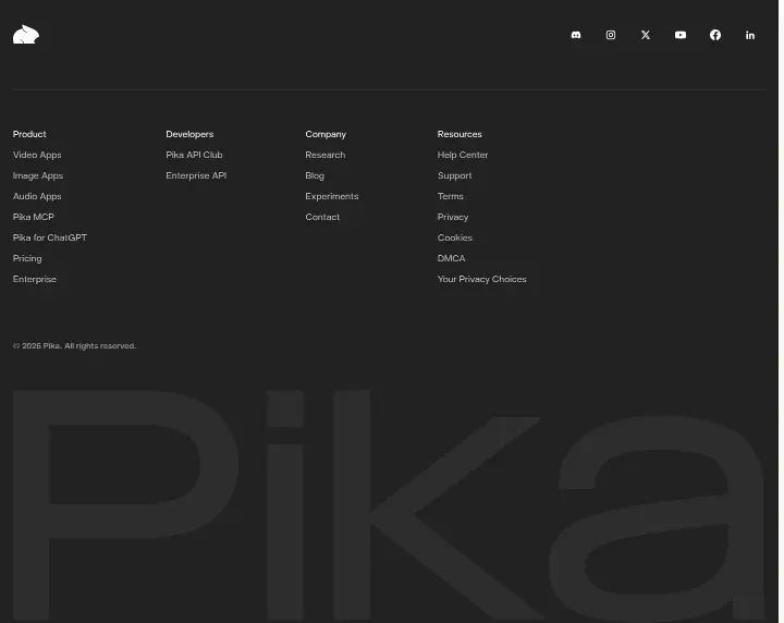 Footer on Pika