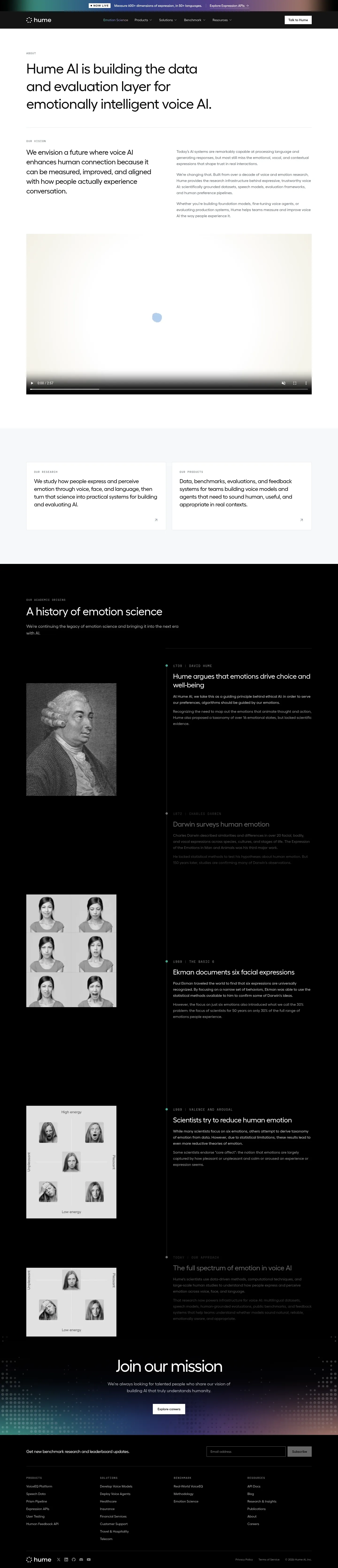 Screenshot of Hume AI at desktop width