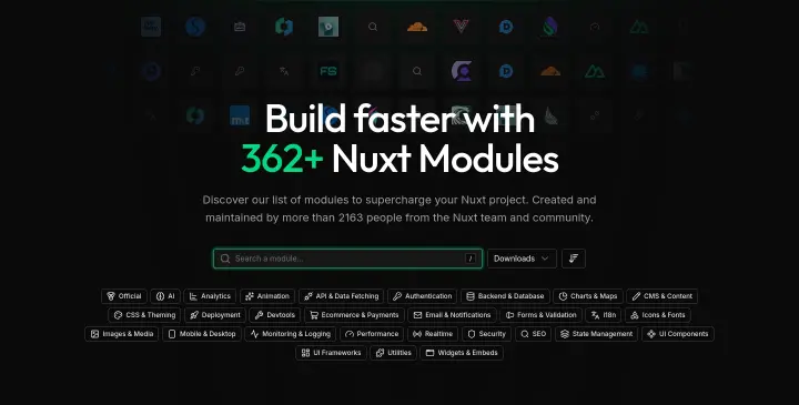 Build faster with 362+ Nuxt Modules on Nuxt: The Full-Stack Vue Framework