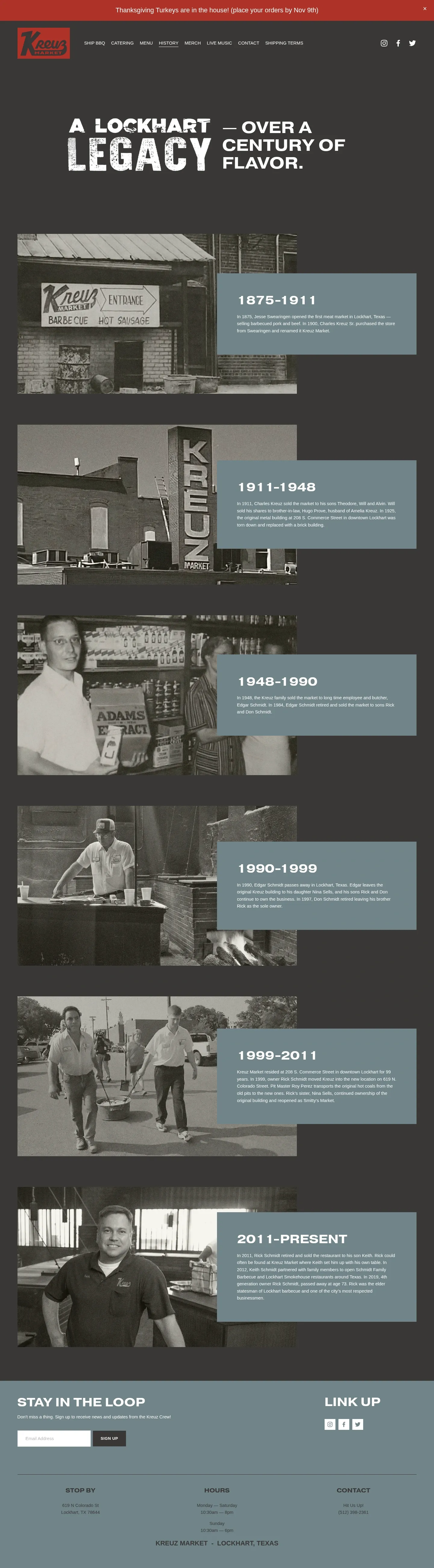 Screenshot of Kreuz Market at desktop width
