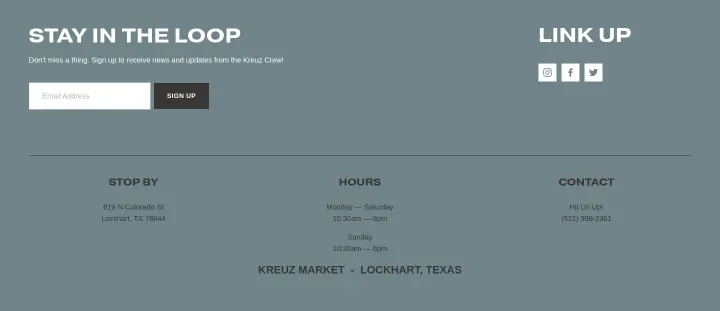 Footer on Kreuz Market