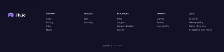 Footer on Fly.io