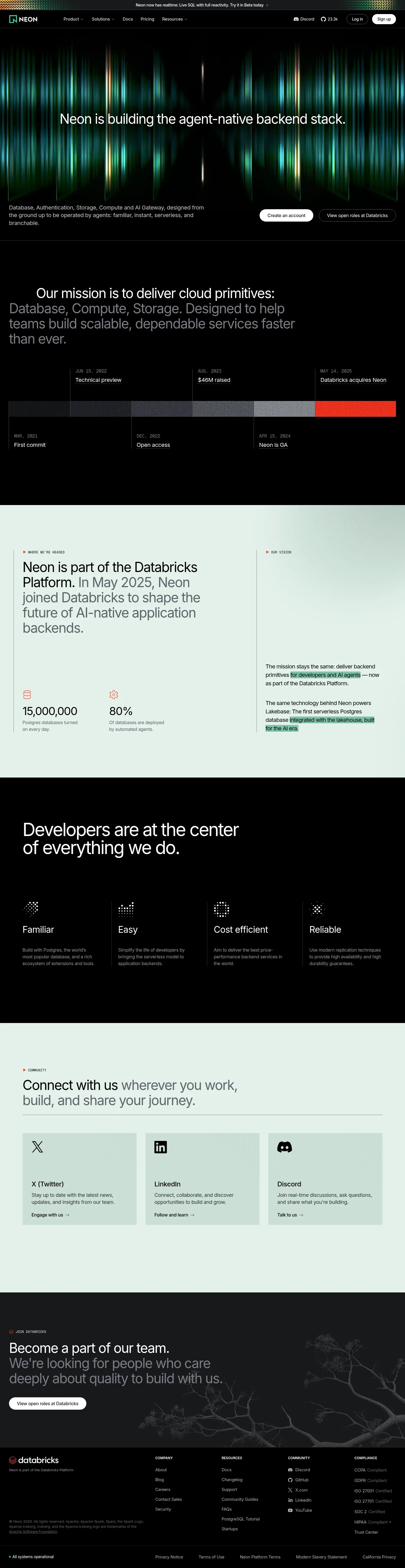 Screenshot of Neon at desktop width