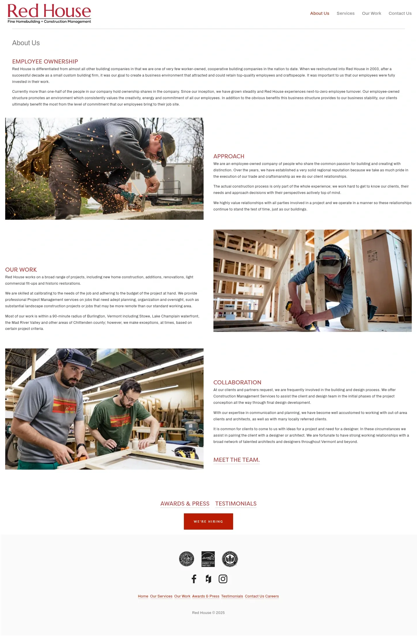 Screenshot of Red House Building at desktop width