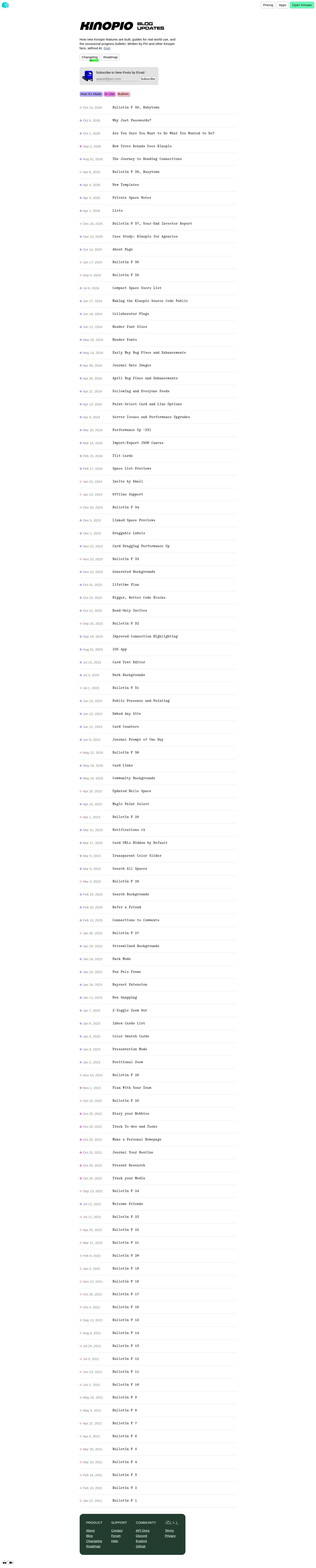 Screenshot of Kinopio at desktop width