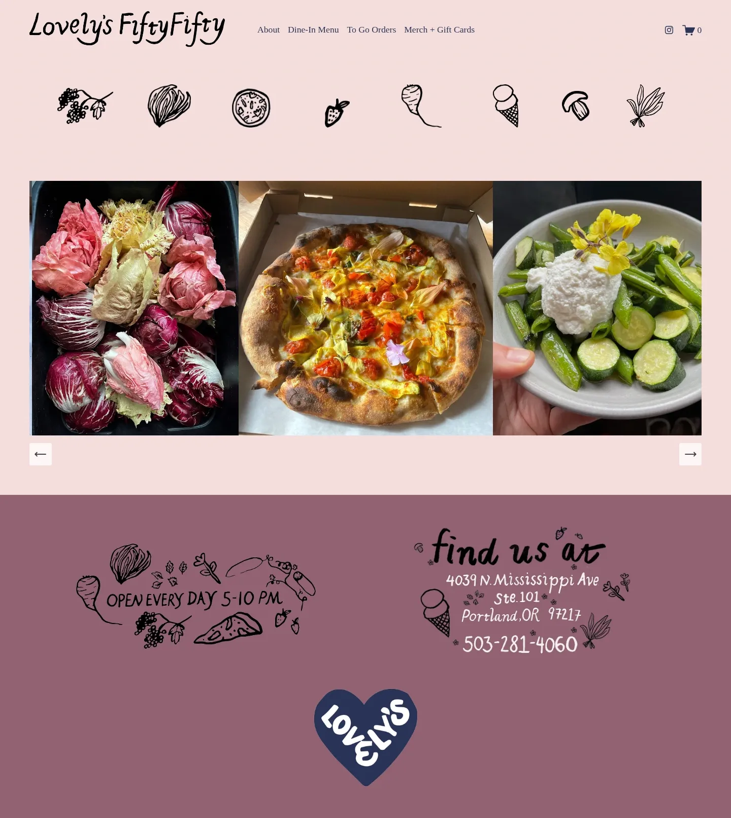 Screenshot of Lovely's Fifty Fifty at desktop width