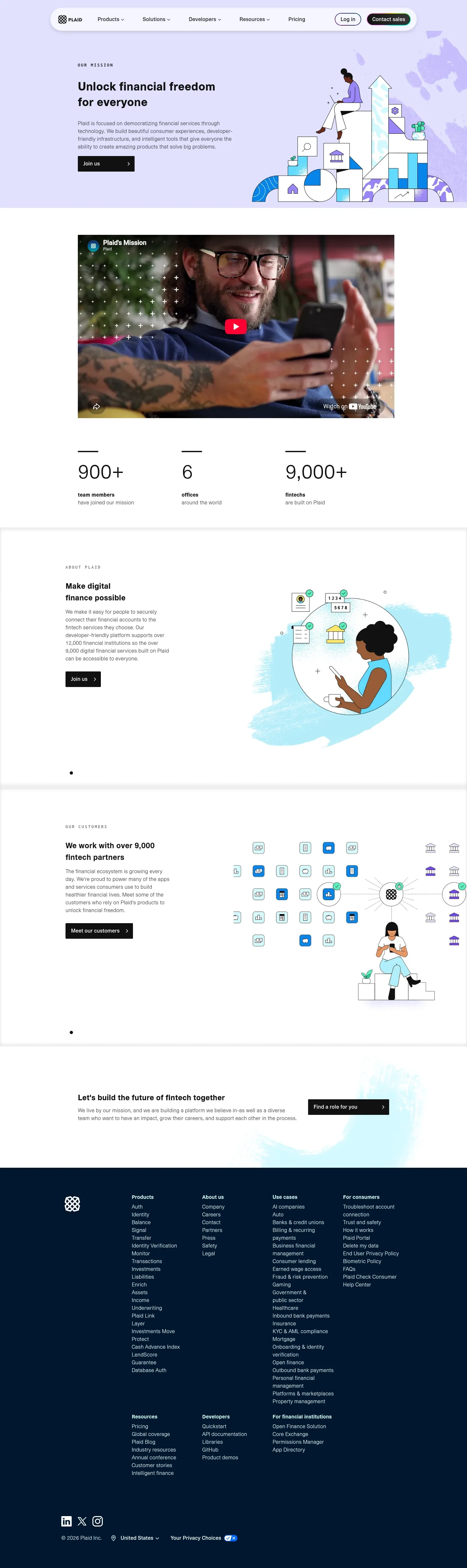 Screenshot of Plaid at desktop width