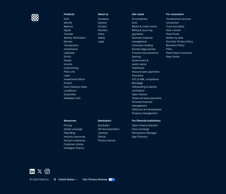 Footer on Plaid