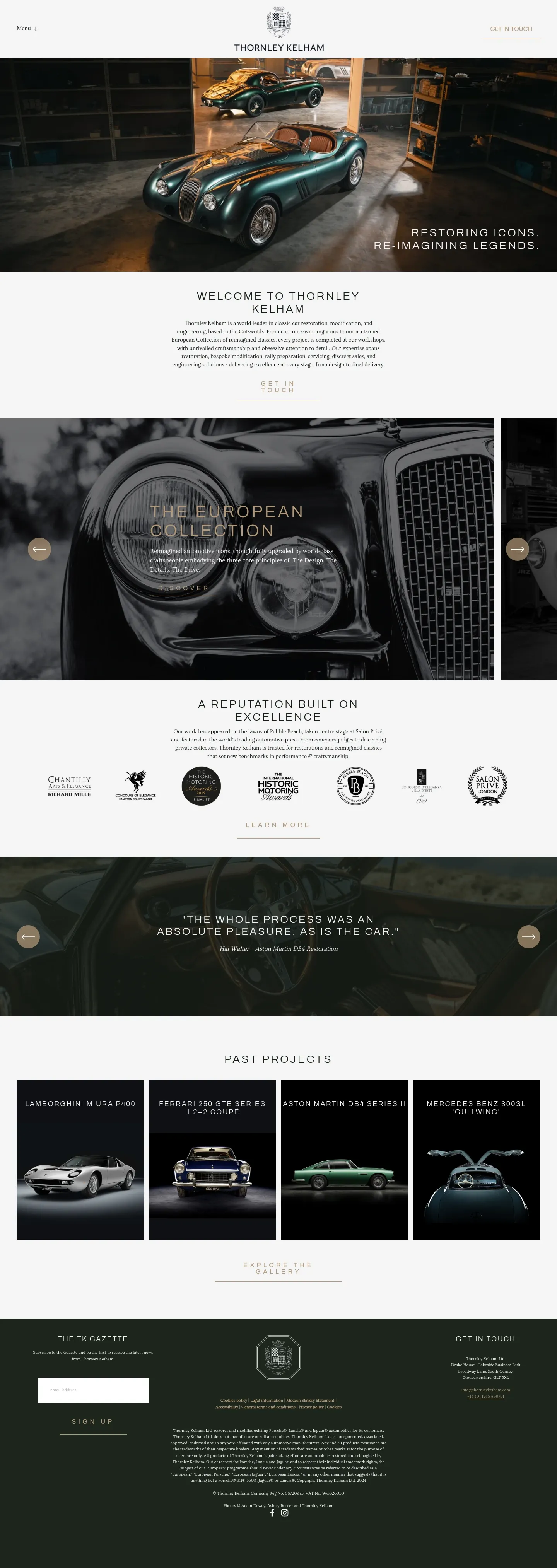 Screenshot of Thornley Kelham at desktop width