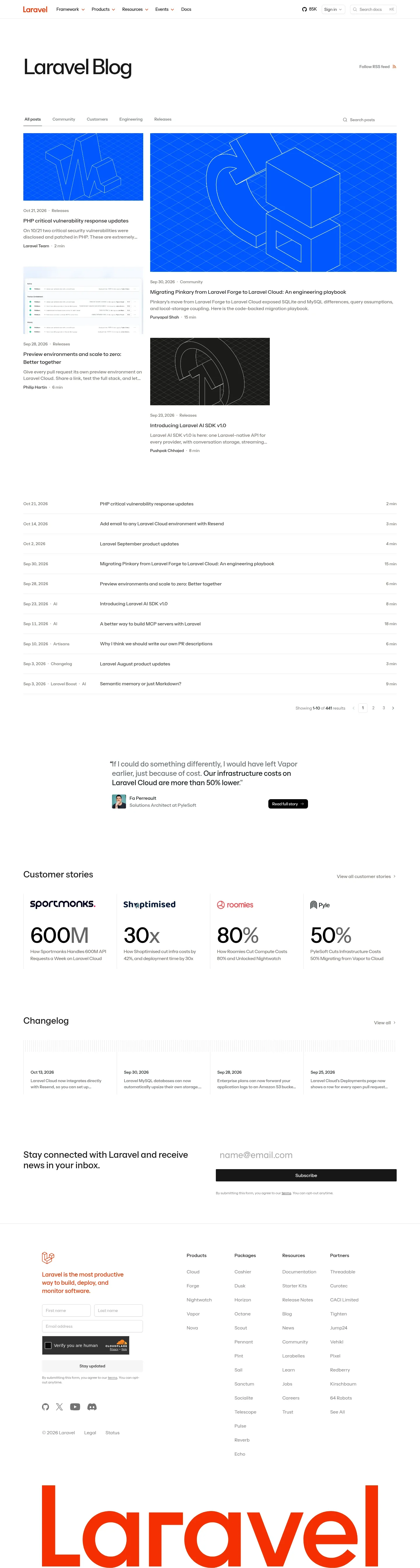 Screenshot of Laravel at desktop width