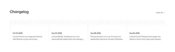 Changelog on Laravel