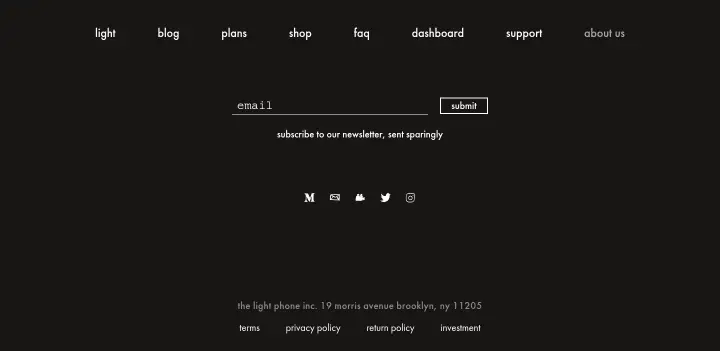 Footer on Light Phone
