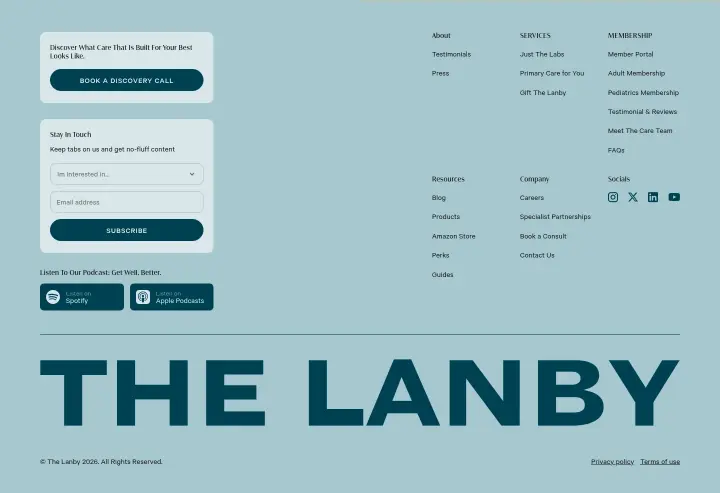 Footer on The Lanby