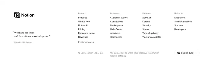 Footer on Notion