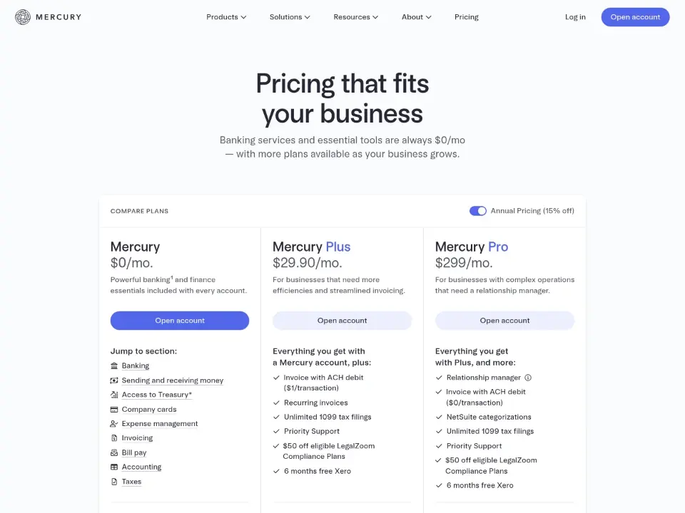 Mercury — Pricing