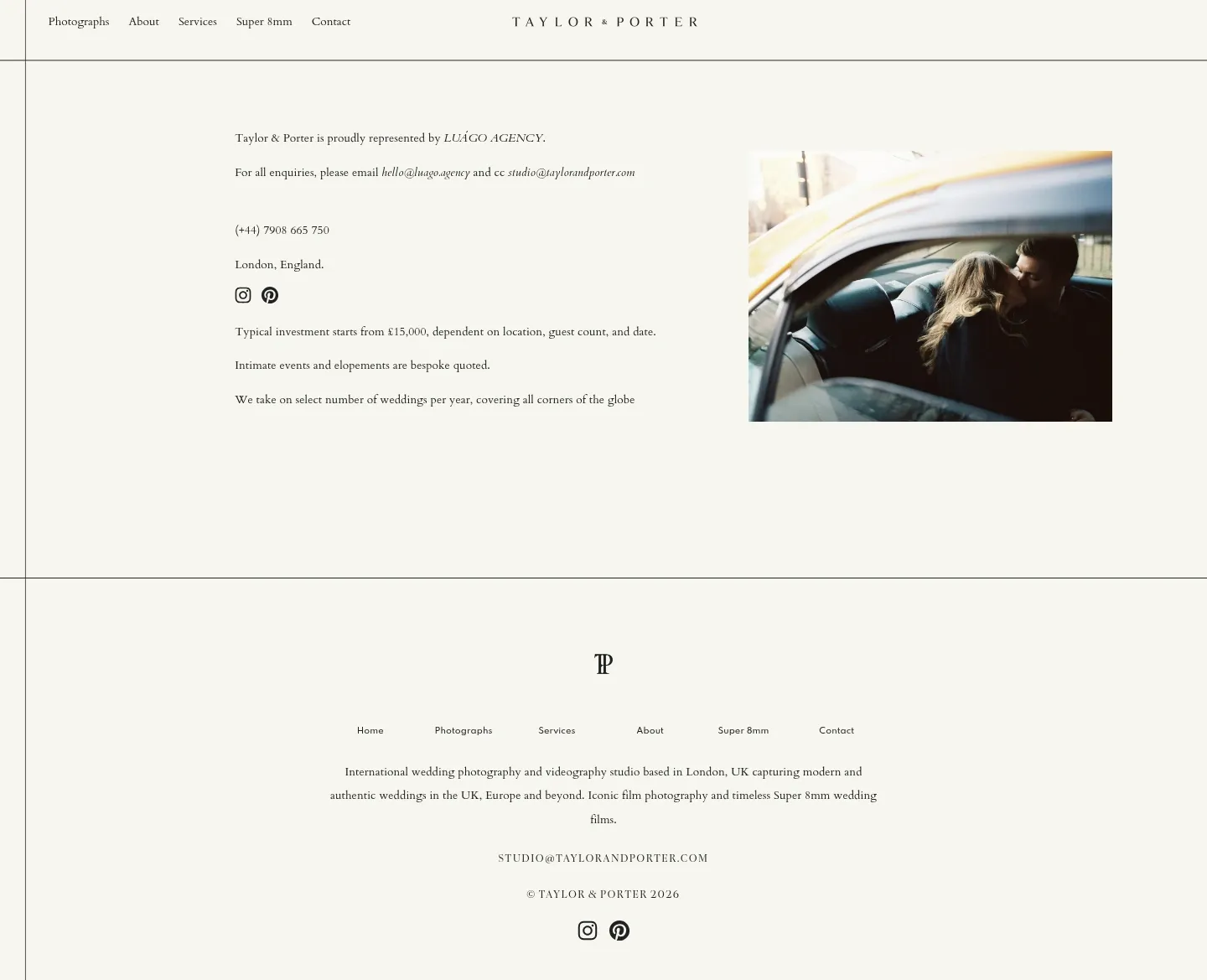 Screenshot of Taylor & Porter at desktop width