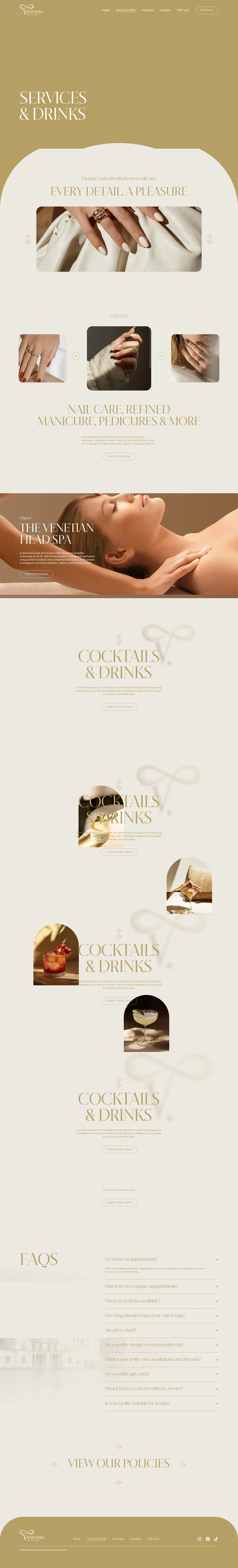 Screenshot of Venetian Nail Spa at desktop width