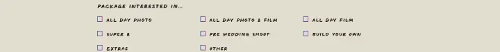 Package interested in on Kim Williams Weddings
