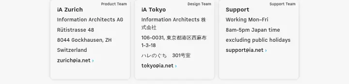 Map & hours on iA
