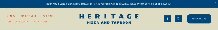 Navigation on Heritage Pizza & Taproom