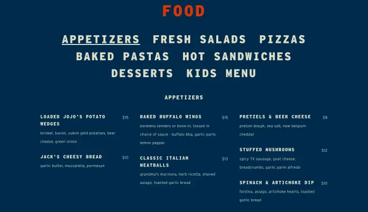 Food on Heritage Pizza & Taproom