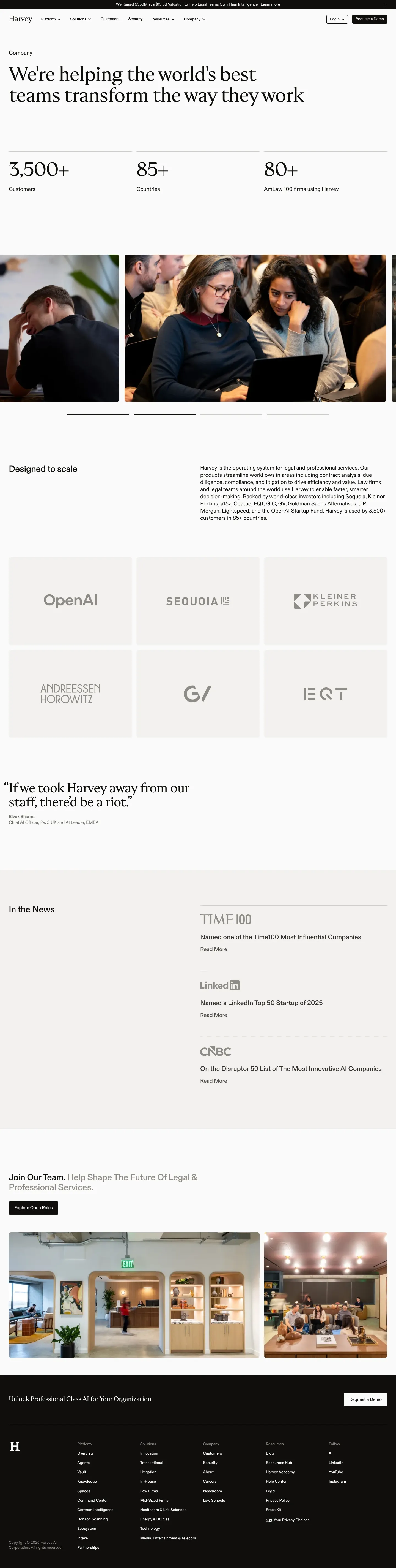 Screenshot of Harvey at desktop width