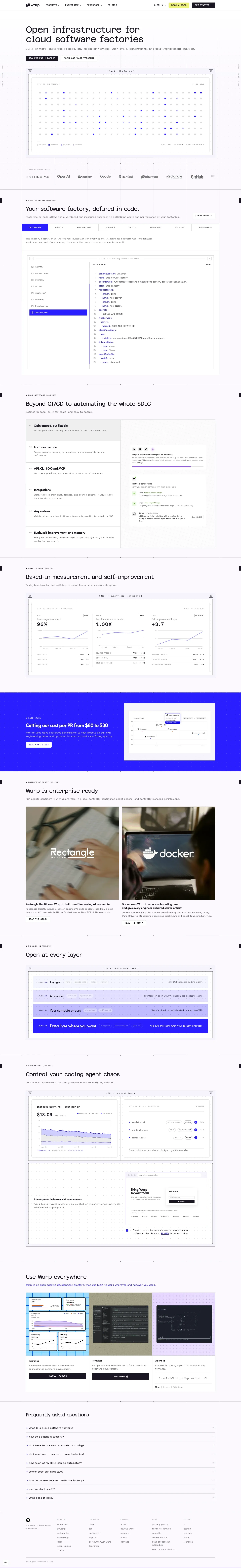Screenshot of Warp at desktop width