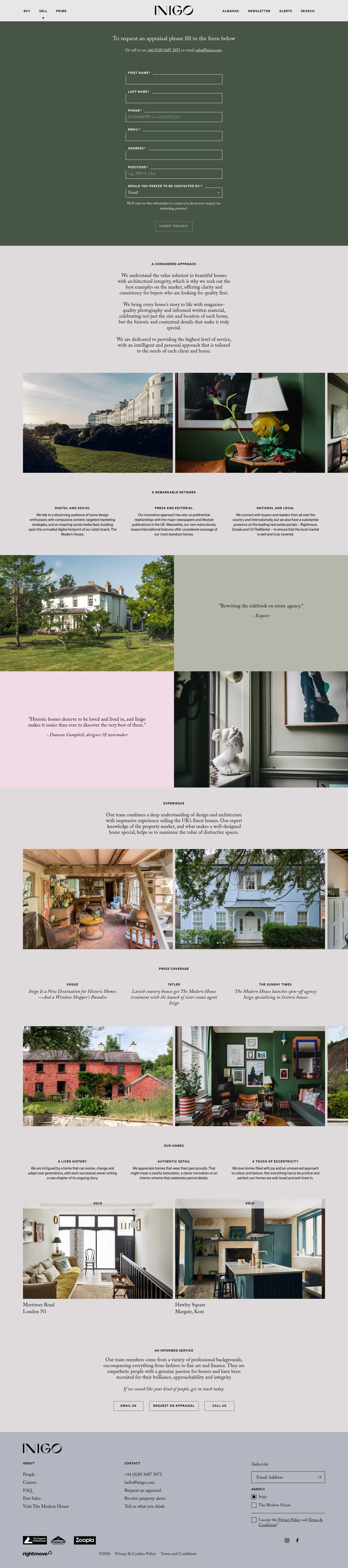 Screenshot of Inigo at desktop width