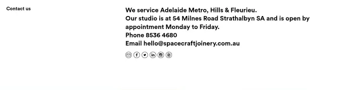 Contact us on SpaceCraft Joinery