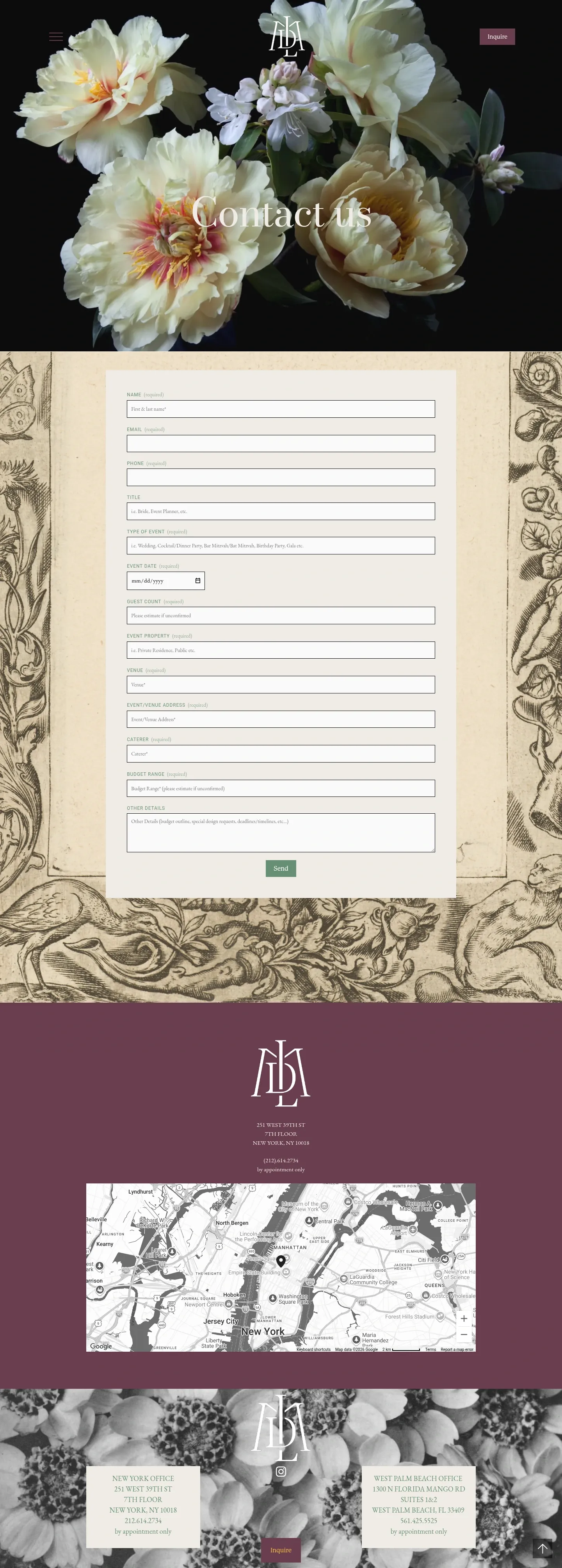 Screenshot of Lewis Miller Design at desktop width