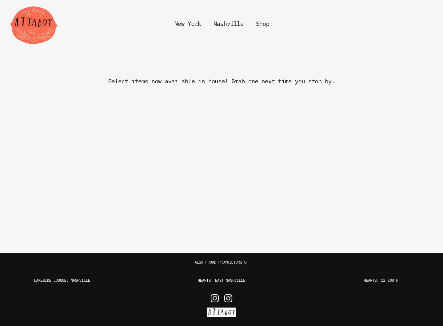 Screenshot of Attaboy at desktop width