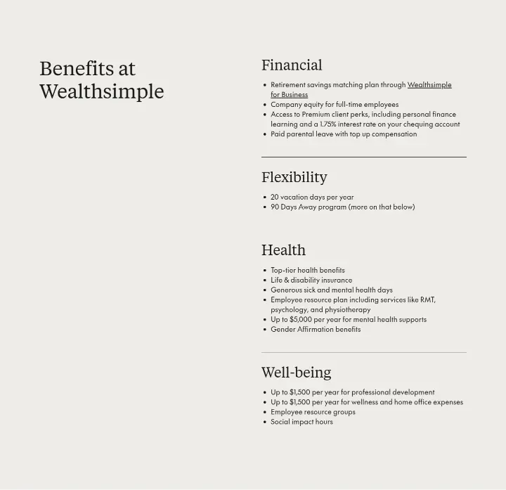 Benefits at Wealthsimple on Wealthsimple